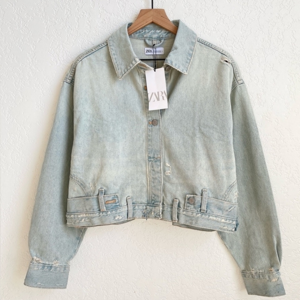 ZARA Trf Denim JacketA With Pant Style Waist Size S NWT